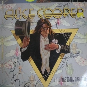 JSA COA firmato Alice Cooper Welcome to My Nightmare Vinile Album Lp Autografo Vincent Price