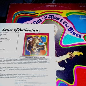 SÄLLSYNT SIGNERAD JSA-certifierad Buddy Guy A Man and the Blues Vinylskiva Album Lp Signerad Aut.brev Autograferad CoA