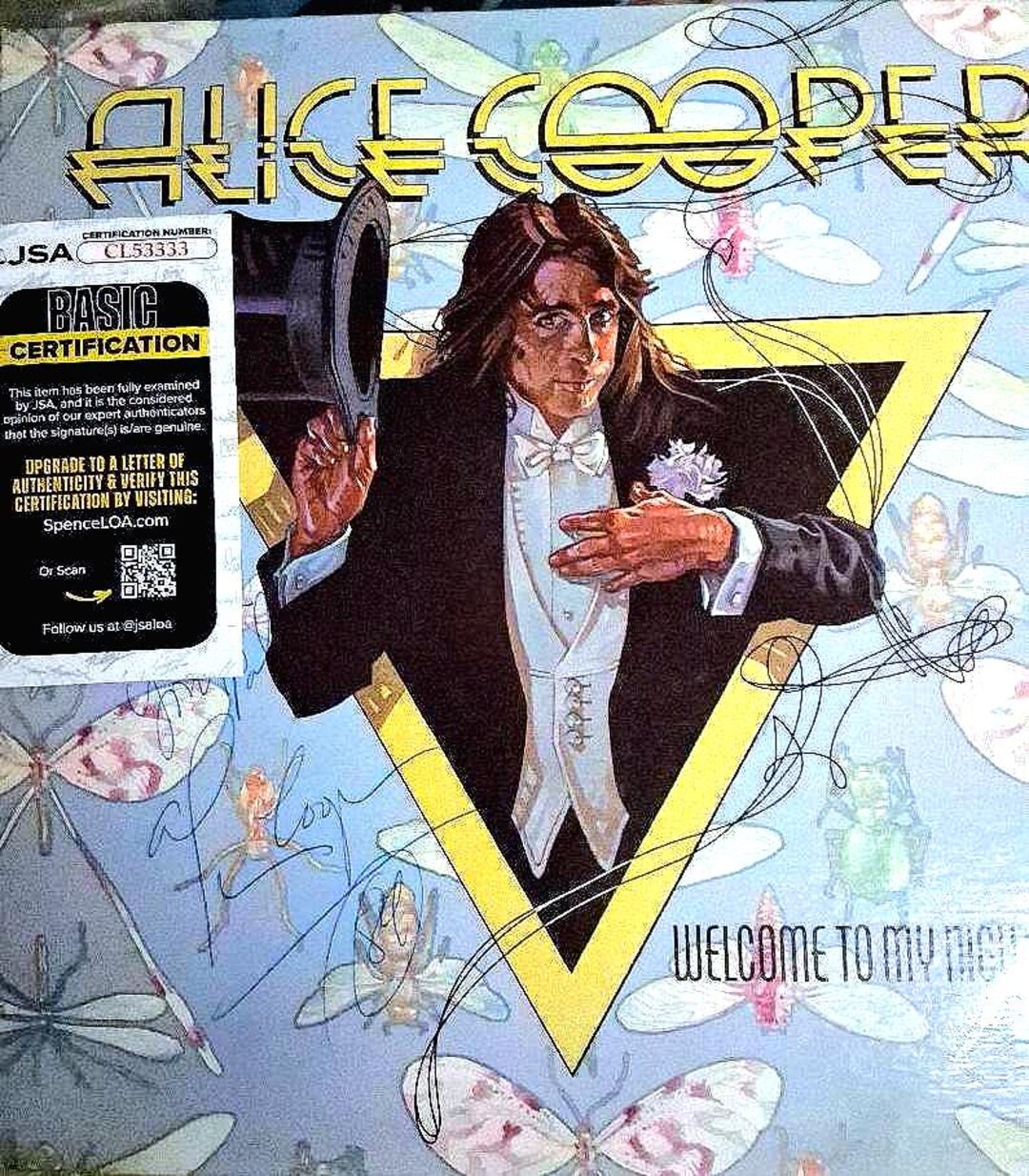 JSA COA Signed Alice Cooper Welcome to My Nightmare Vinyl Record