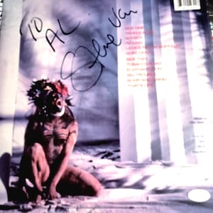 JSA-CERTIFIERAD SIGNERAD Autograf CoA Steve Vai David Lee Roth Eat 'em and Smile Vinylskiva Album Lp Whitesnake Van Halen Yankee Rose
