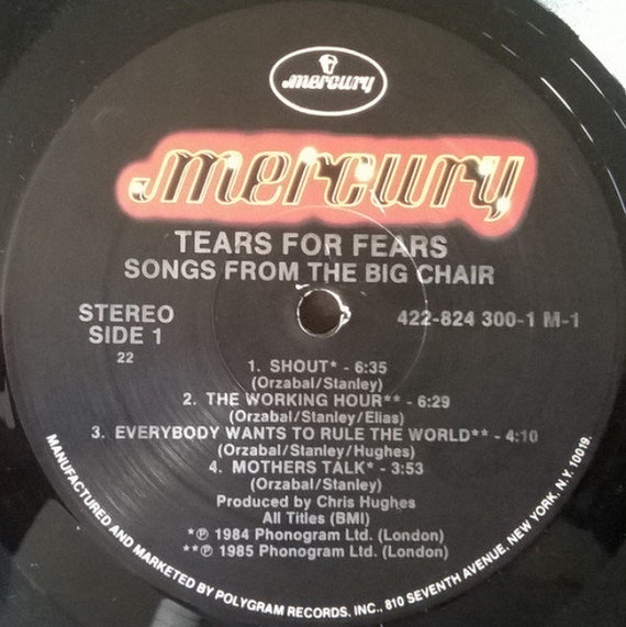 米LP Tears For Fears Songs From The Big Chair 4228243001M1 MERCURY /00260 Tears For Fears Songs From The Big Chair (1985) Mercury