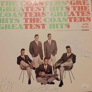 JSA-CERTIFIERAD SIGNERAD The Coasters Greatest Hits Best Of Vinylskiva Album Lp Cornell Gunter Autograf Yakety Yak Sweet Georgia Brown