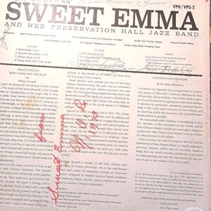JSA COA SIGNERAD Sweet Emma Preservation Hall Jazz Band New Orleans Og Pressing Vinylskiva Album Lp Autograf When the Saints Go Marching In