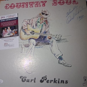 W@W JSA-CERTIFIERAD SIGNERAD Autograf CoA Carl Perkins Country Soul Vinylskiva Album Lp Elvis Presley Sun Records Blå Mockaskor