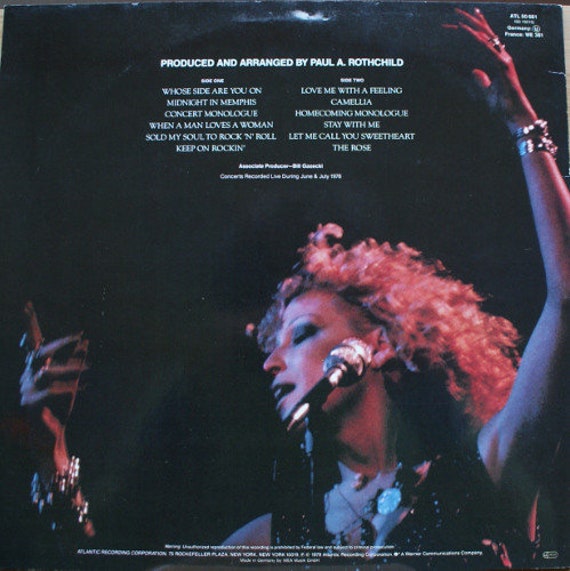 Bette Midler the Rose Soundtrack Vinyl Record Album Lp When a Man