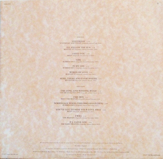 The Beatles Love Songs Orig Pressing DBL Vinyl Record Album