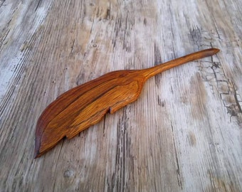 Wooden Hair Stick Feather Carving,African rosewood, Wooden hair fork, Shawl Pins, Hair Sticks, Natural wooden hair accessories, Hair pin