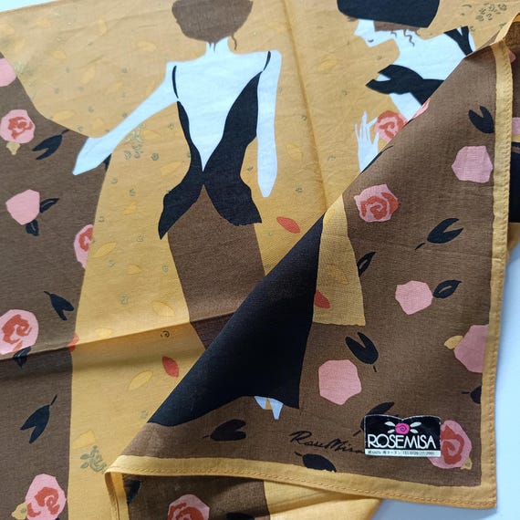 Vintage Rosemisa Handkerchief 2000s - Two Ladies Backstage - 17 x 16.5 inches - Free Delivery on 35 USD+ orders — combine & save! View 5