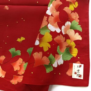 Ginkgo Leaves Art Print I Japanese Handkerchief Kimono Pocket I Autumn Gold 17 x 17 inches I Free Shipping 35USD+ (Auto in Cart)