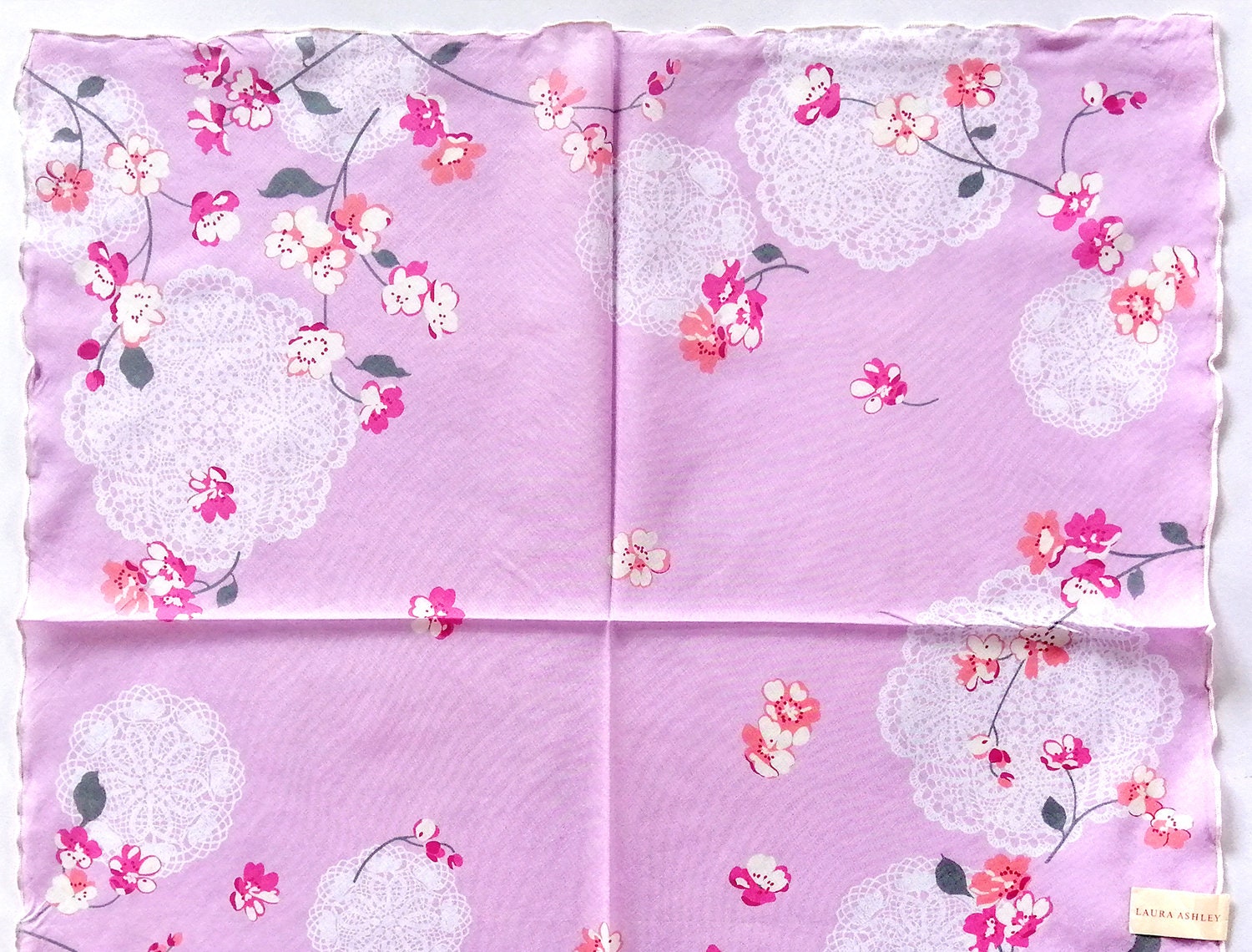 Vintage Laura Ashley Handkerchief 2000s Floral Pink (22 Inches) - Etsy