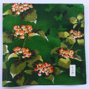 Japanese Vintage Handkerchief Floral, Hydrangeas 17 x 17 inches I Free Delivery on order 35 USD - or combine items in one order!