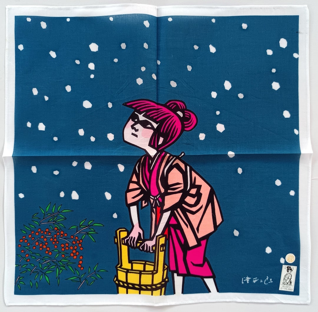 滝平次郎作「雪」日本の切り絵アート、田舎暮らし、ヴィンテージ