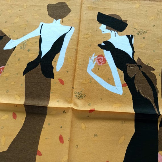 Vintage Rosemisa Handkerchief 2000s - Two Ladies Backstage - 17 x 16.5 inches - Free Delivery on 35 USD+ orders — combine & save! View 2