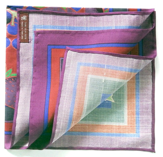 Jim Thompson Vintage Silk Handkerchief Blueberry … - image 7