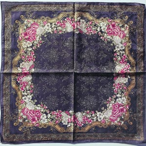 Lancetti Vintage Scarf Motif Floral Pattern 80s Italian designer 23 x 23 inches I Free Shipping 35USD+ (Auto in Cart)