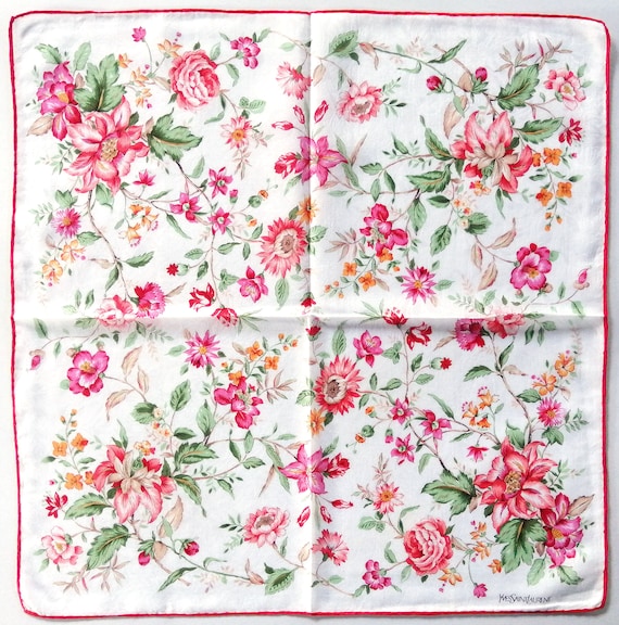 YvesSaintLaurent Vintage Handkerchief Floral 22" x