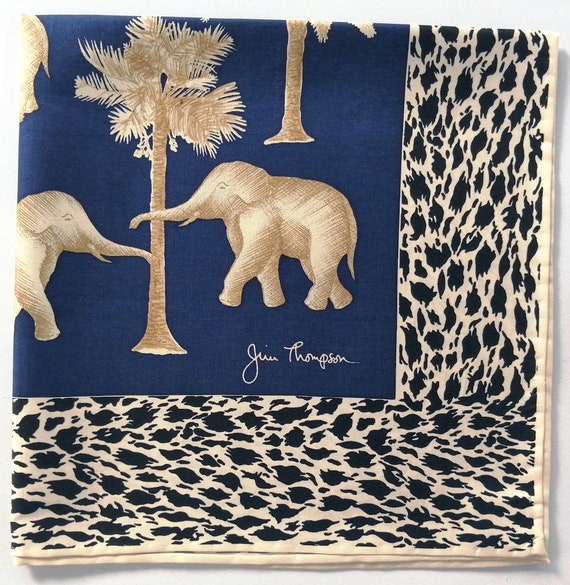 Jim Thompson Vintage Silk Handkerchief Elephants … - image 7