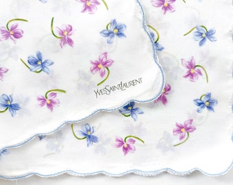 YvesSaintLaurent Vintage Handkerchief Orchids Pocket Square 19.5" x 19.5" I Free Shipping Worldwide When You Buy Totalling 35 USD and Up