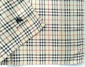 Burberry Vintage Handkerchief Check Beige 18.5" x 18.5" I Free Delivery on order 35 USD Just buys multiple items together in order