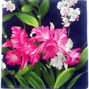 Japońska zabytkowa chusteczka kieszonkowa Kimono Orchidee 20,5 x 20 cali I Darmowa wysyłka 35 USD+ (Automatycznie w koszyku)