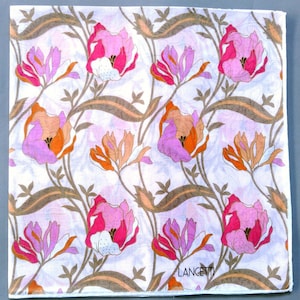 Lancetti Vintage Handkerchief  Early 2000s Floral Christmas Gift 21 x 21 inches Y2K I Free Shipping 35USD+ (Auto in Cart)