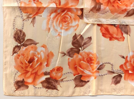 Royal Worcester Vintage Silk Scarf Floral Roses 2… - image 4