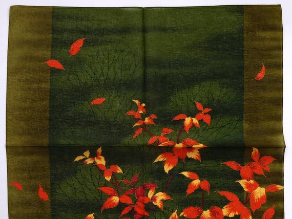 Japanese Vintage Handkerchief Autumn Kimono Pocke… - image 2
