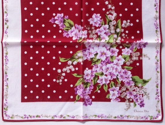 Christian Dior Vintage Handkerchief Floral 19" x … - image 3
