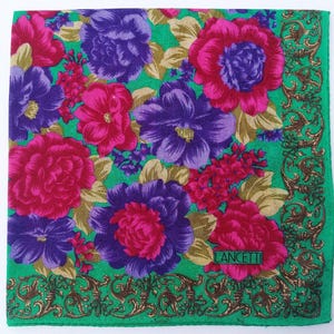 Lancetti Vintage Handkerchief Early 2000s Floral Scarf 20 x 19.5 inches I Free Shipping 35USD+ (Auto in Cart)