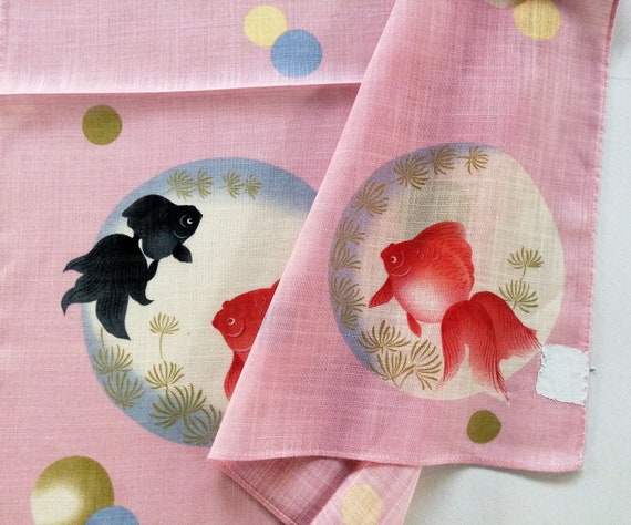 Koi Japanese Vintage Handkerchief Lucky Red and B… - image 4