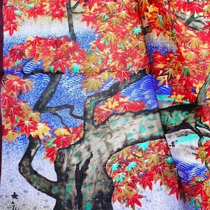 Mouchoir japonais vintage, scène d'érable, design Momiji 19 x 19 pouces I livraison gratuite 35USD + (dans le panier)