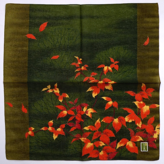 Japanese Vintage Handkerchief Autumn Kimono Pocke… - image 1