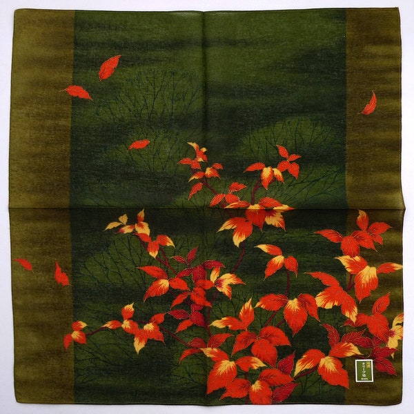 Japanese Vintage Handkerchief Autumn Kimono Pocket 21.5" x 21" I Free Delivery on order 35 USD Just buys multiple items together in order