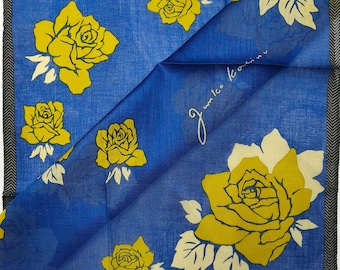 Junko Koshino Handkerchief: Vintage Japanese Designer Floral Print 17 x 17 inches