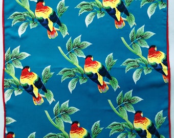 Kenzo Vintage Scarf Parrots Silk Rayon 20" x 20 inches I Free Delivery on order 35 USD Just buys multiple items together in order