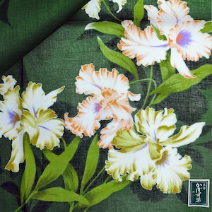 Japońska zabytkowa chusteczka Cattleya Orchids 17 x 16,5 cala I Darmowa wysyłka 35 USD+ (Automatycznie w koszyku)