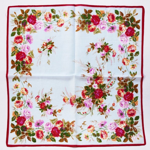 Kenzo Vintage Handkerchief Floral Pocket Square 17.5" x 17" inches I Free Delivery on order 35 USD buy multiple items together order