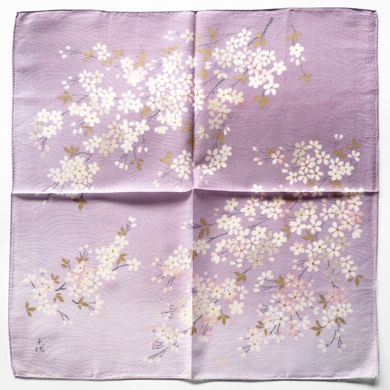 Japanese Handkerchief Vintage Handkerchief Women Handkerchief Birthday Gift Cherry Blossom Made in Japan 19.5 x 19
