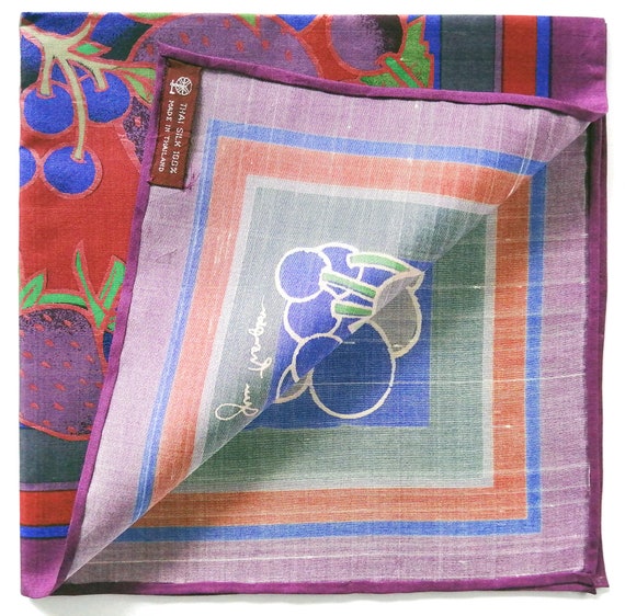 Jim Thompson Vintage Silk Handkerchief Blueberry … - image 6