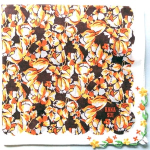 Floral Vintage Handkerchief Early 2000s Cotton 20 x 19.5 inches I Free Shipping 35USD+ (Auto in Cart)
