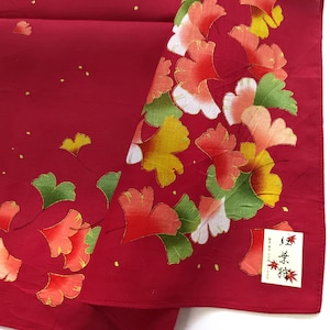 Ginkgo Leaves Art Print I Japanese Handkerchief Kimono Pocket I Autumn Gold 17 x 17 inches I Free Shipping 35USD+ (Auto in Cart)
