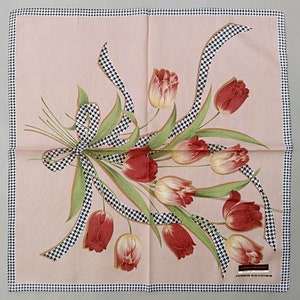 Junko Koshino Vintage Handkerchief Bouquet of Tulips Gift for Girlfriend 18 x 17.5 inches I Free Shipping 35USD+ (Auto in Cart)