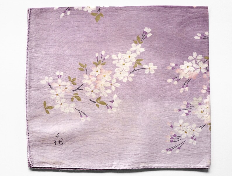 Japanese Handkerchief Vintage Handkerchief Women Handkerchief Birthday Gift Cherry Blossom Made in Japan 19.5 x 19
