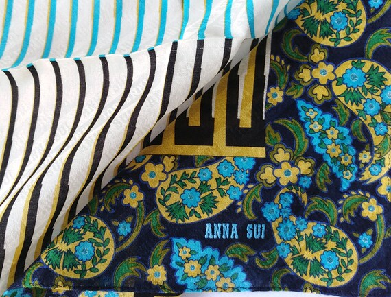 Anna Sui Vintage Women Handkerchief Floral Gift 1… - image 8