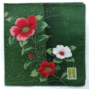Japanese Vintage Handkerchief Kimono Pocket Tsubaki 17 x 16.5 inches I Free Shipping 35USD+ (Auto in Cart)
