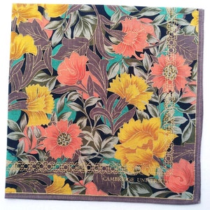 Vintage Handkerchief Floral Cotton Art 17 x 16.5 inches Gift for Her I Free Shipping 35USD+ (Auto in Cart)