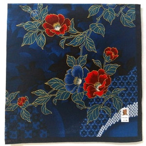 Japanese Vintage Handkerchief Tsubaki Deer&#39;s Spots Motif 21 x 21 inches I Free Delivery on orders 35 USD+ - combine items in an order!