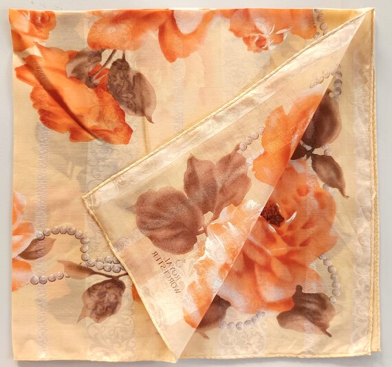 Royal Worcester Vintage Silk Scarf Floral Roses 2… - image 10
