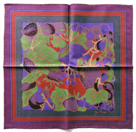 Jim Thompson Vintage Silk Handkerchief Blueberry … - image 1