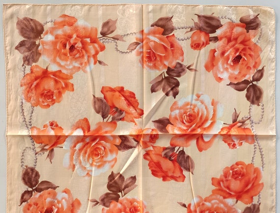 Royal Worcester Vintage Silk Scarf Floral Roses 2… - image 2